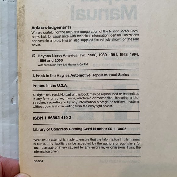 Haynes 72030 Nissan/Datsun Pick-Up & Pathfinder Repair Manual - Picture 4 of 14